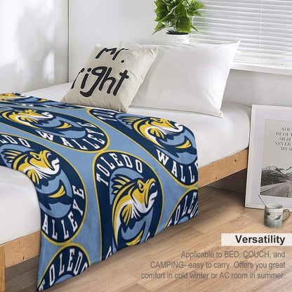 TOLEDO WALLEYE Hockey Logo1 Throw Blanket
