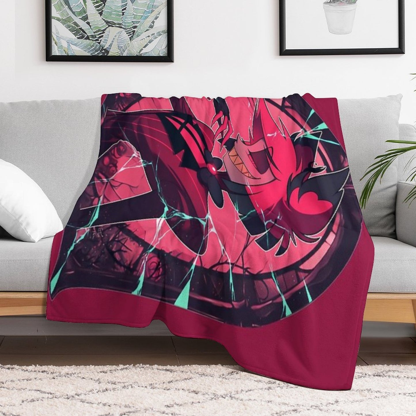 Stained Glass Alastor - Cracked Throw Blanket