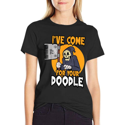 Funny Dog Groomer Brush Your Dog Grooming Reaper Halloween T-Shirt