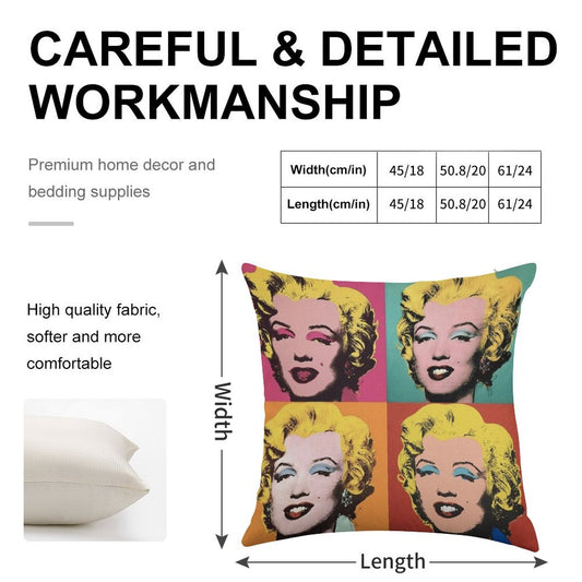 Andy Warhol Marilyn Linen Throw Pillow Cover
