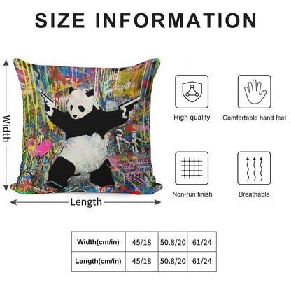 Panda With Guns Stick Em Up - Pop Street Art Banksy Soft Luxury Feel Throw Pillow