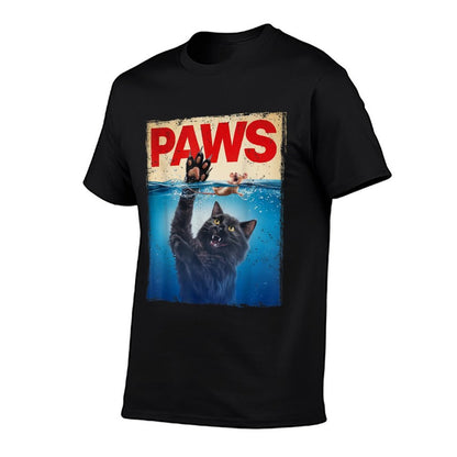 Paws Parody Black Cat Chasing A Cute Scared Mouse Top Kitten  Tagless Design T-Shirt