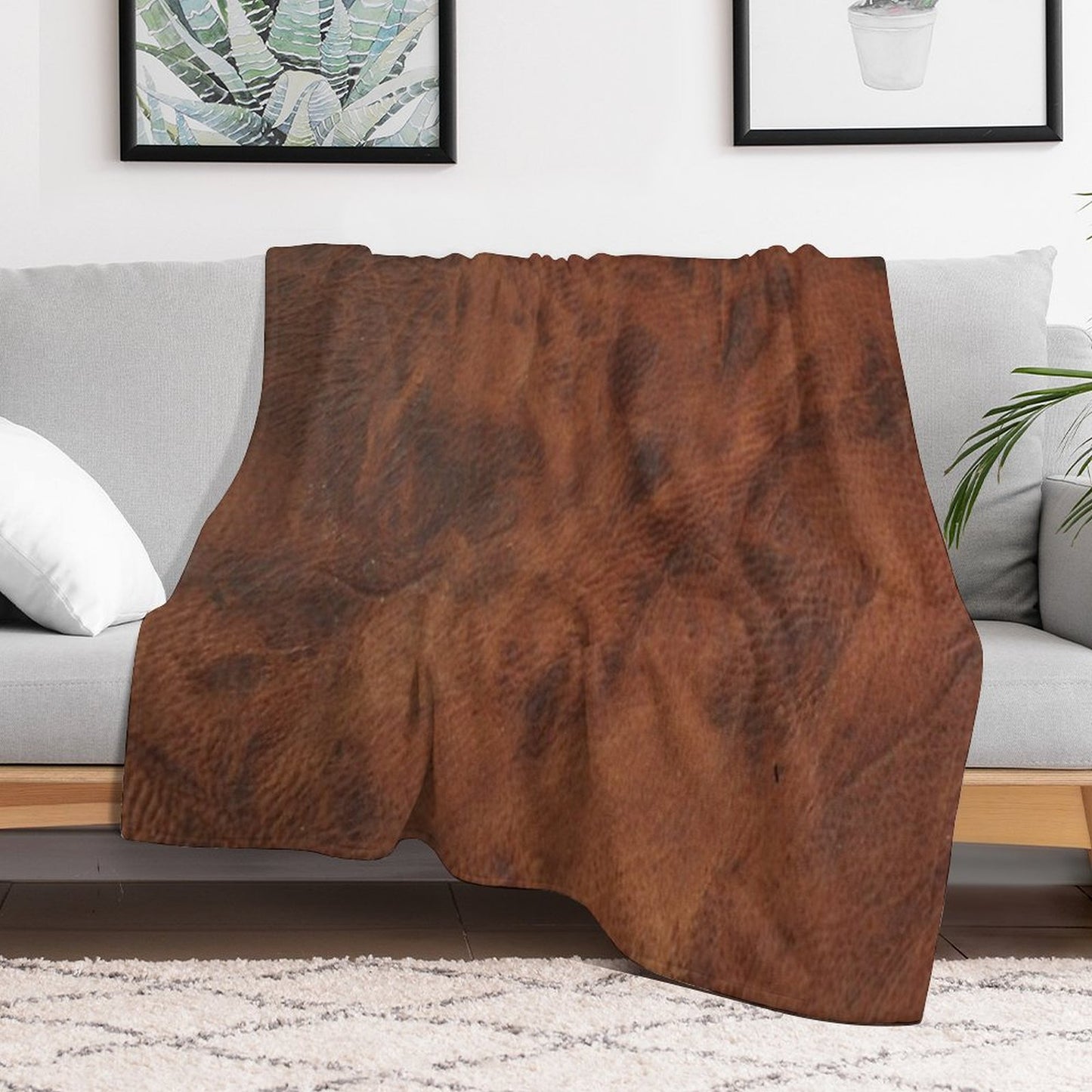 Leather Clouded Pattern Dark Throw Blanket