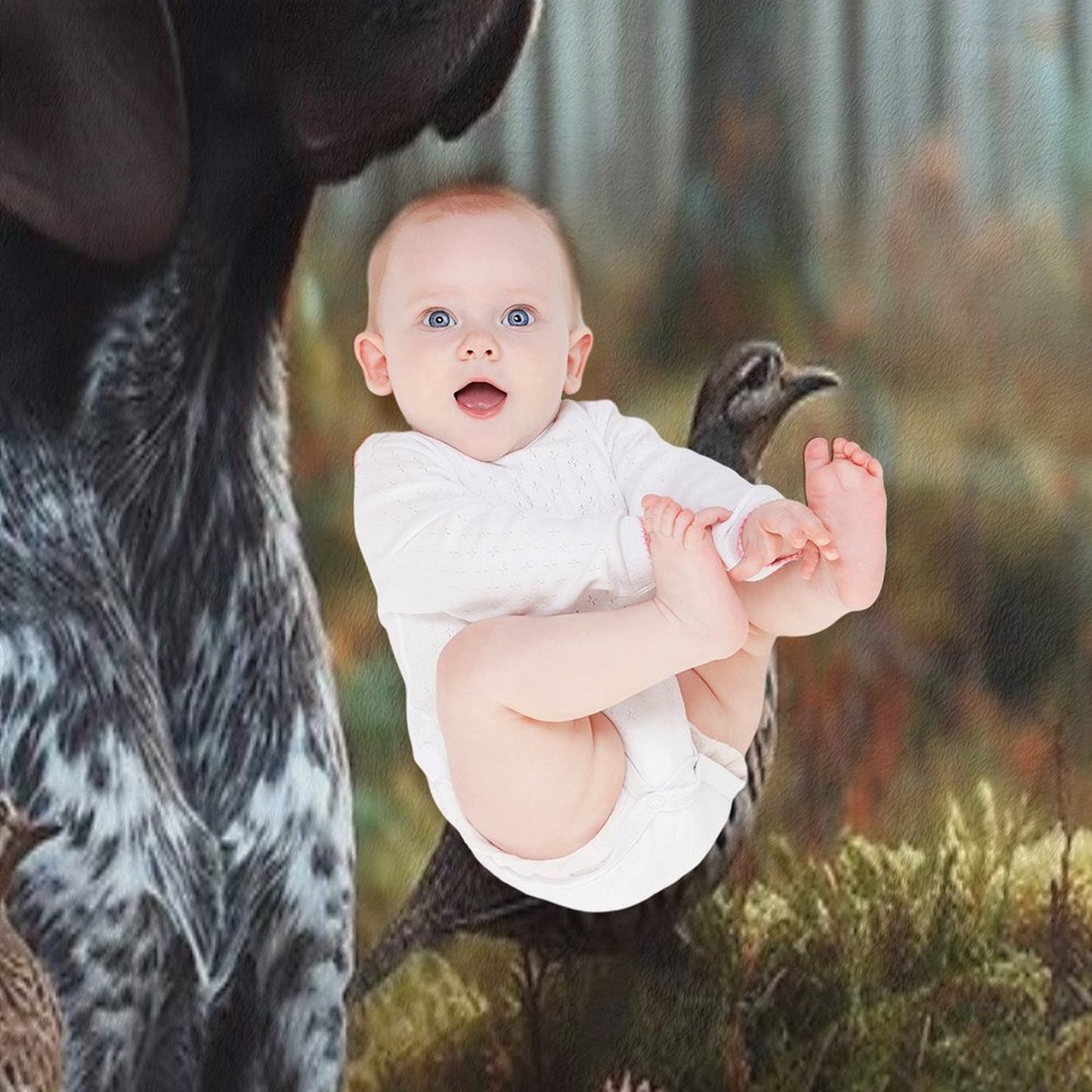 German Shorthaired Pointer Hunting ,  Forest Throw Blanket