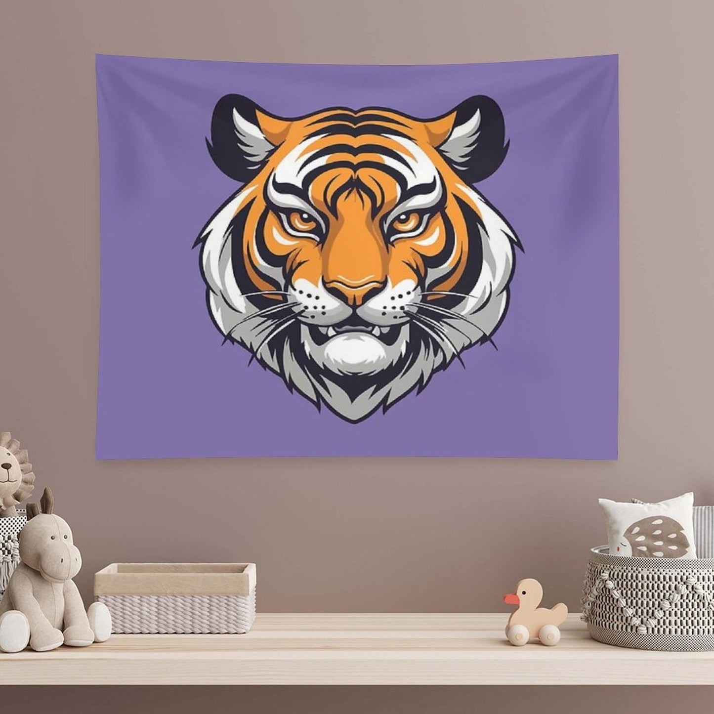 Tiger Mascot Digital Art Tapestry
