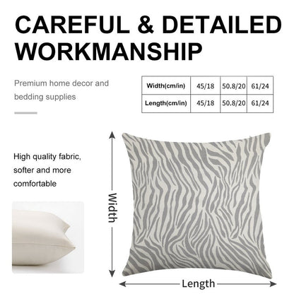 Stylish Grey Zebra Print Linen Throw Pillow Cover
