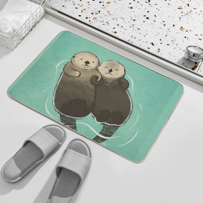 Significant Otters - Otters Holding Hands Bath Mat