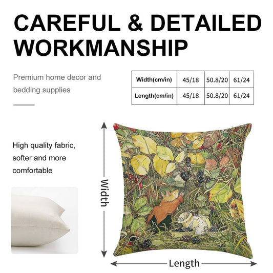 Blackberry Picking Linen Throw Pillow Cover