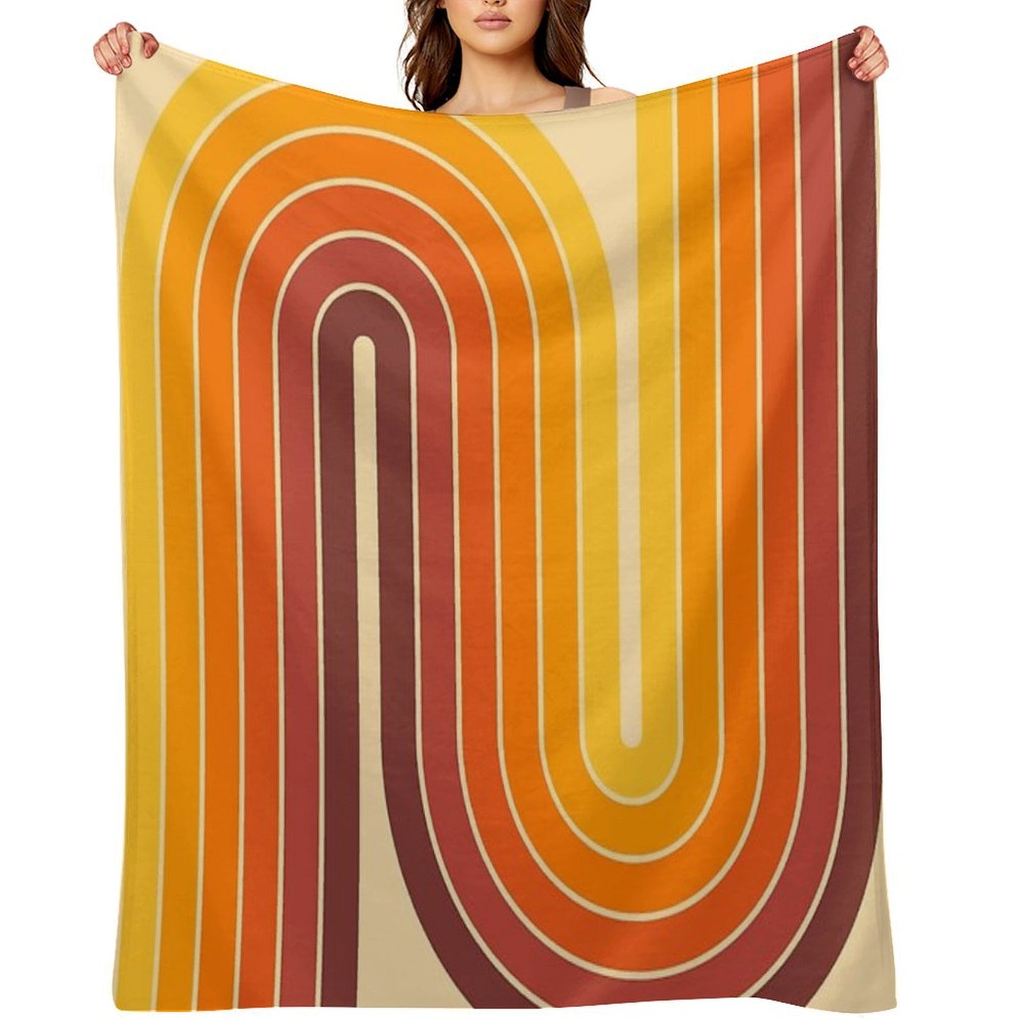 Retro Geometric Double Arch Design 522 Throw Blanket
