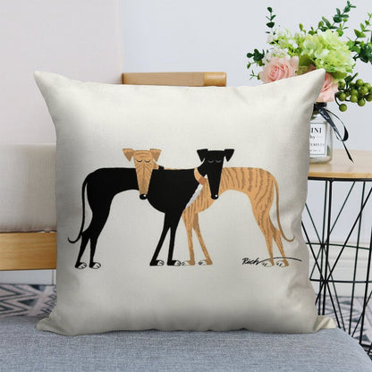 Head Rest Brindle Hound Linen Throw Pillow Cover