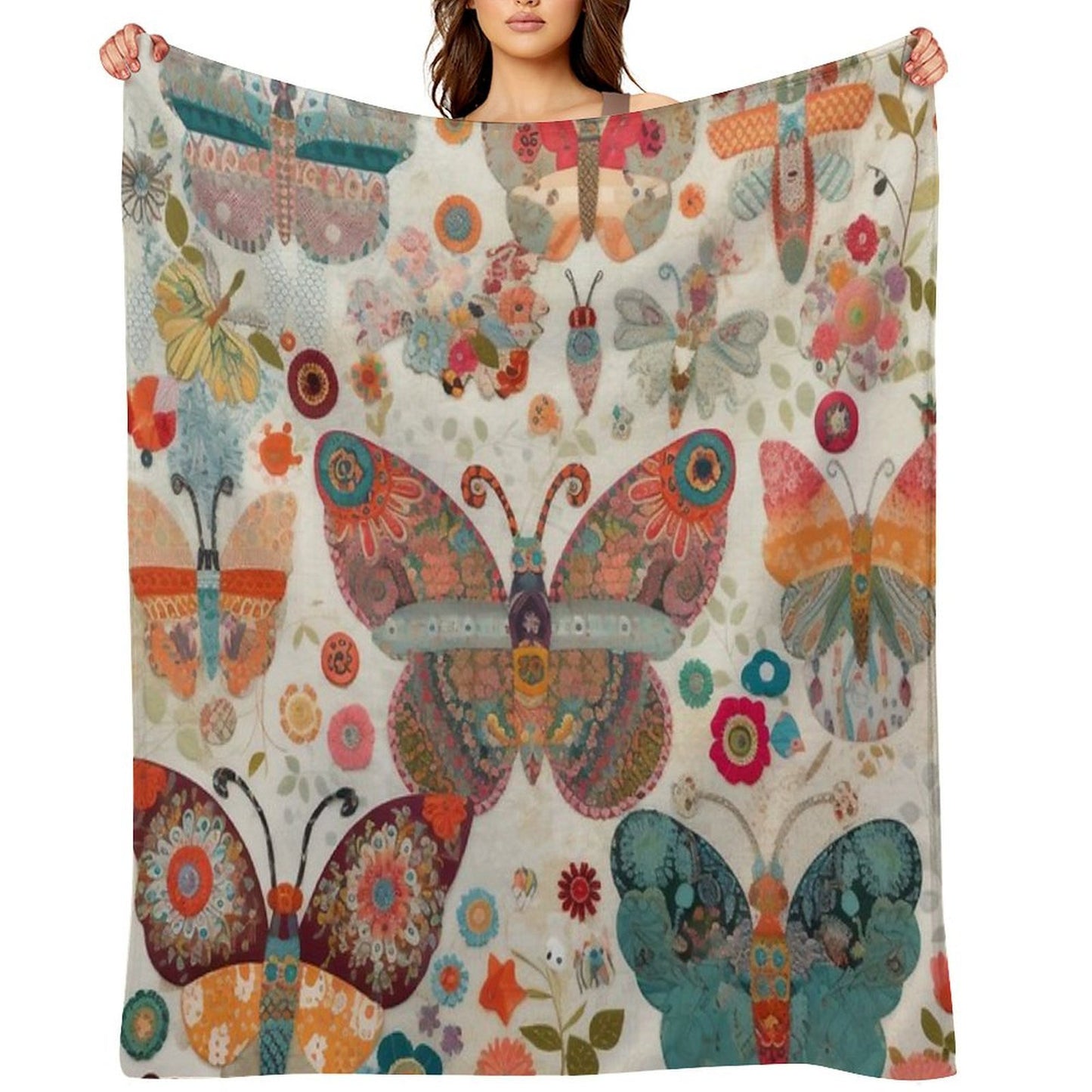 Colorful Whimsical Butterflies And Flowers Puzzle Throw Blanket