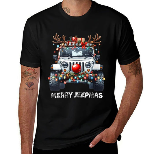 Womens Merry Jeepmas Ugly Light Reindeer Christmas  Lightweight T-Shirt