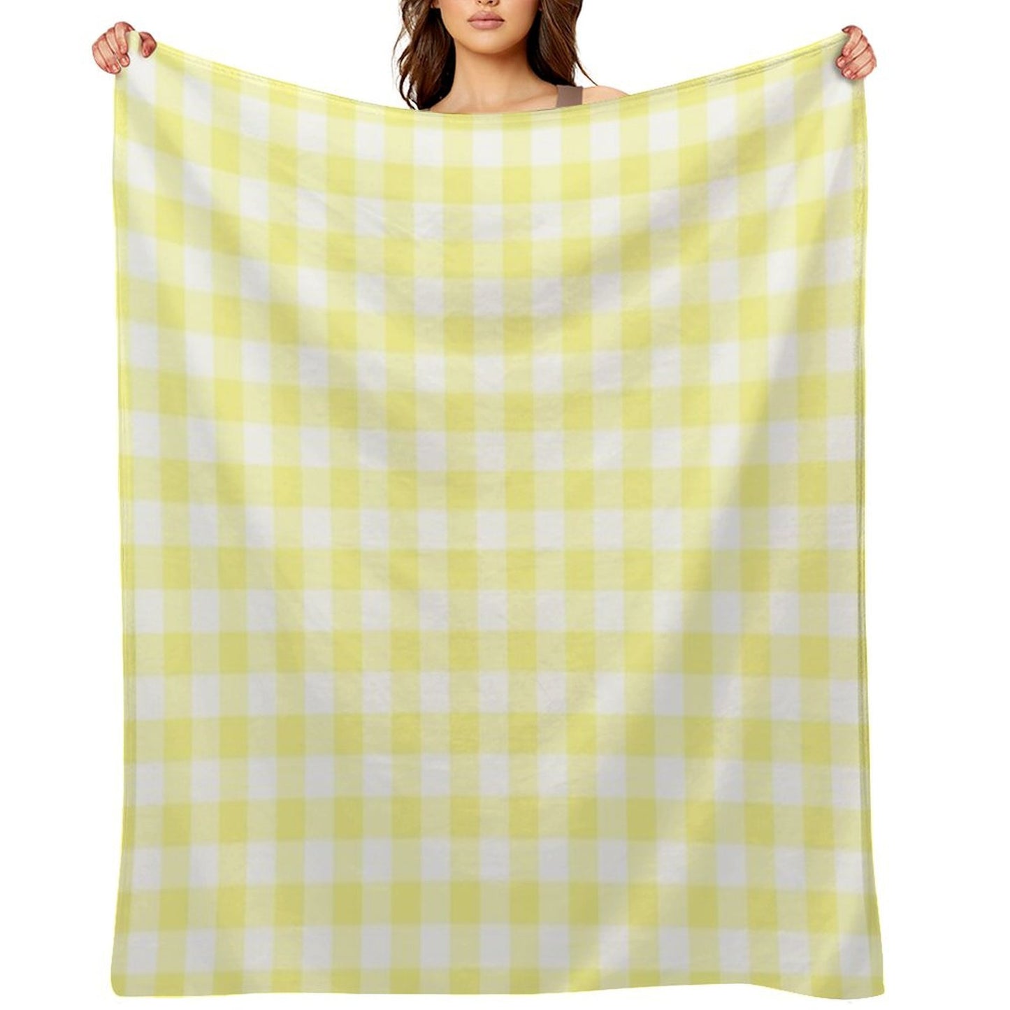Sunny Yellow Gingham Checked Pattern Throw Blanket