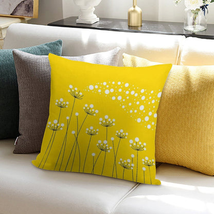 Dandelions (on Yellow) Soft Bedroom Essential Throw Pillow