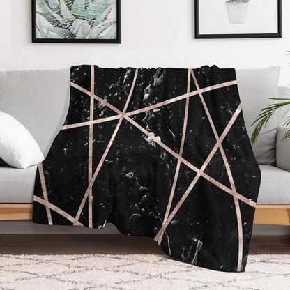 Black Marble Rose Gold Geo Glam #1 #geo #decor #art Throw Blanket