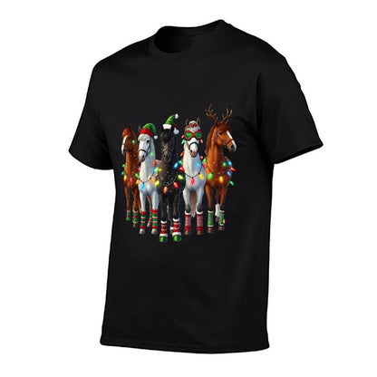 Horse Santa Reindeer ELF Christmas Lights  Affordable Price T-Shirt