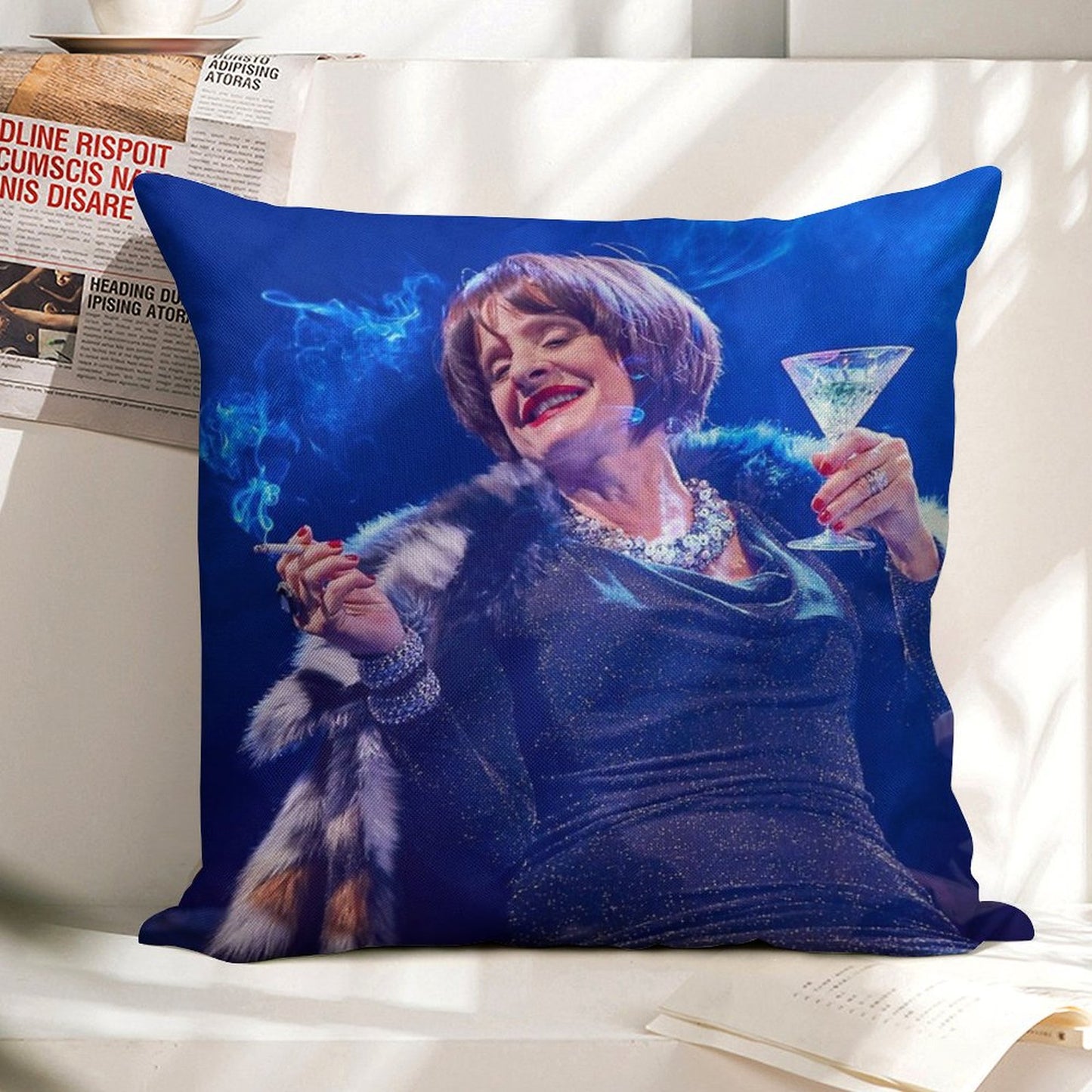 Patti LuPone As Joanne in Company Linen Throw Pillow Cover