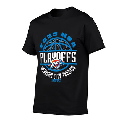 NBA Official Oklahoma City Thunder 2025 Playoffs Game Time  Ribbed Collar T-Shirt