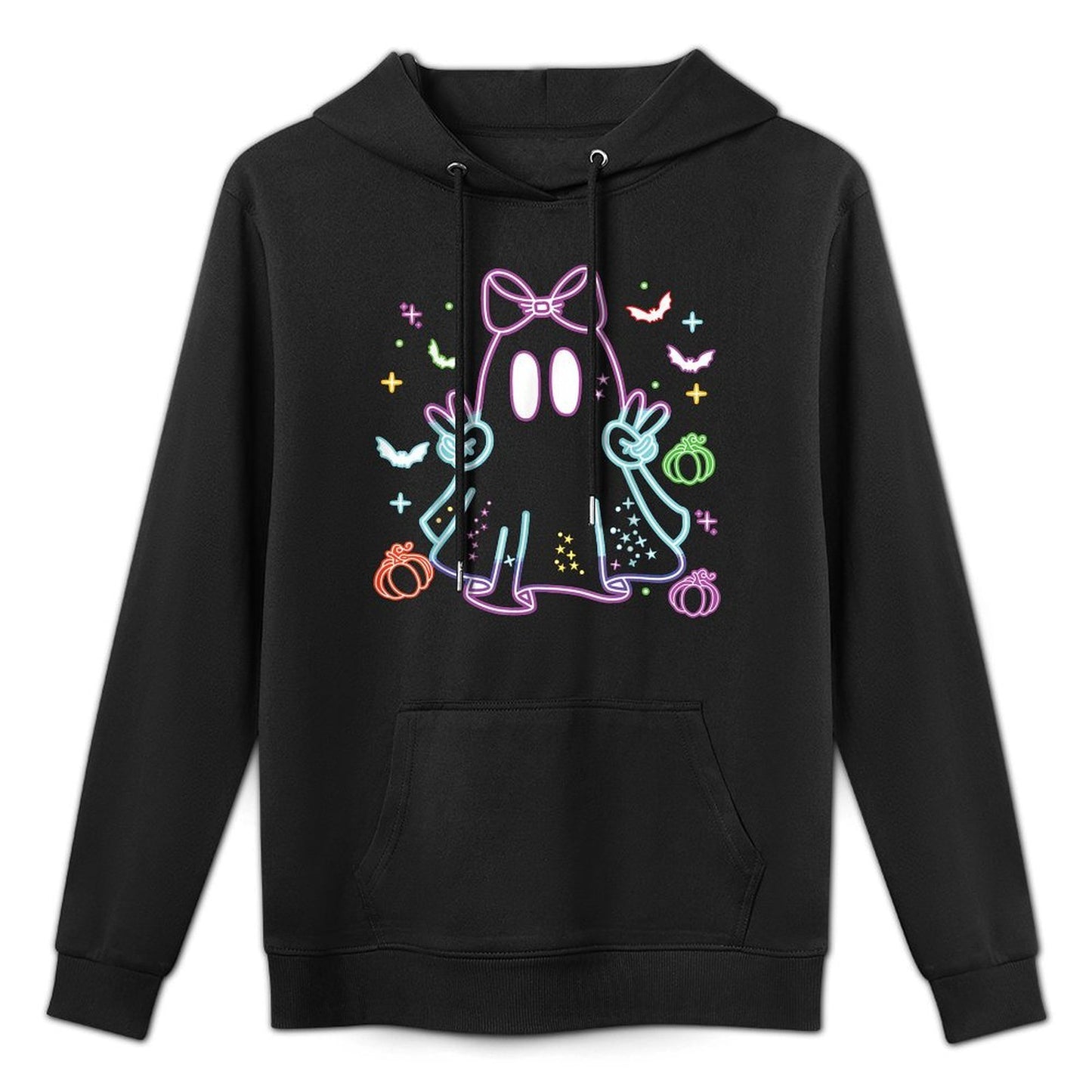 Boo Ghost Spooky Season Girls Kids Glow in Halloween Night Colorfast Hoodie