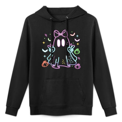 Boo Ghost Spooky Season Girls Kids Glow in Halloween Night Colorfast Hoodie