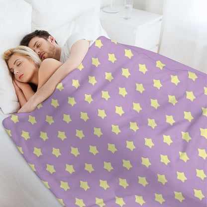 Yellow Stars on Purple Pop Throw Blanket
