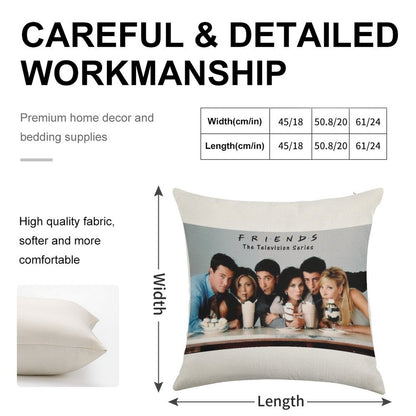 Friends Milkshake Linen Throw Pillow Cover