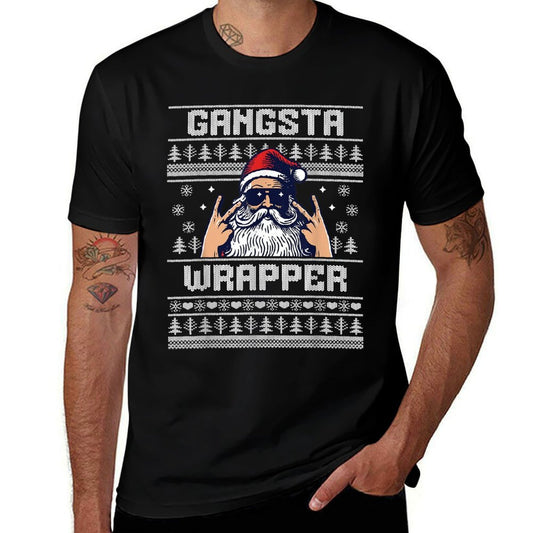 Gangsta Wrapper - Funny Santa Claus Ugly Christmas Sweater  Durable T-Shirt