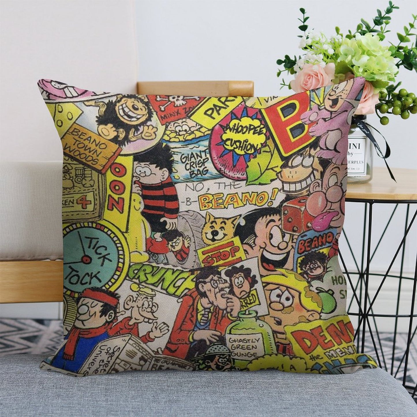 Beano Linen Throw Pillow Cover