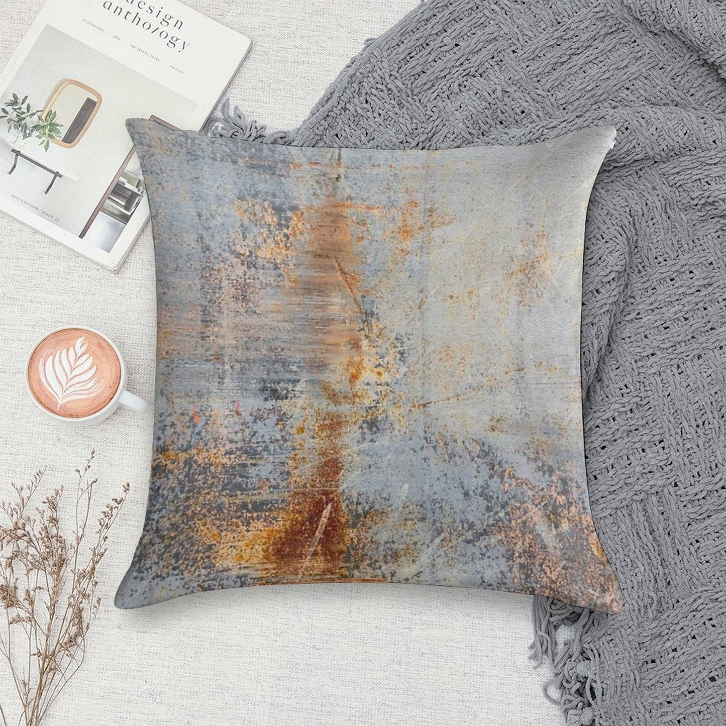 Burn Blue Rust Soft Fade-Resistant Throw Pillow