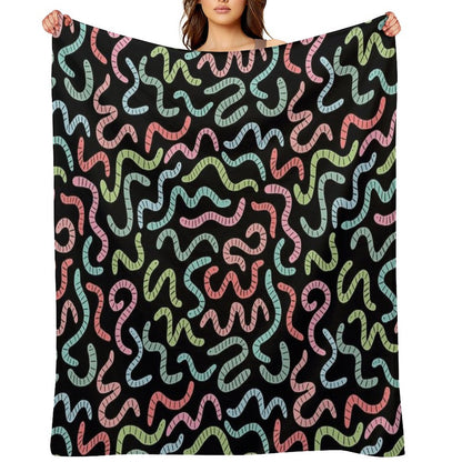 Cute Compost Earthworms. Funny Worms. Throw Blanket