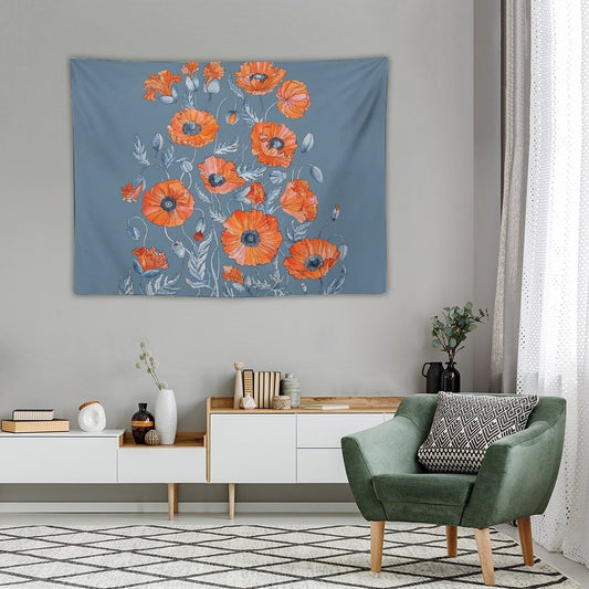 Poppies Floral Botanical Art Tapestry