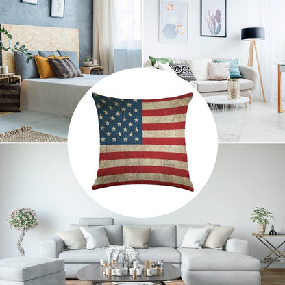 Old And Worn Distressed Vintage Flag of The United States Linen Throw Pillow Cover