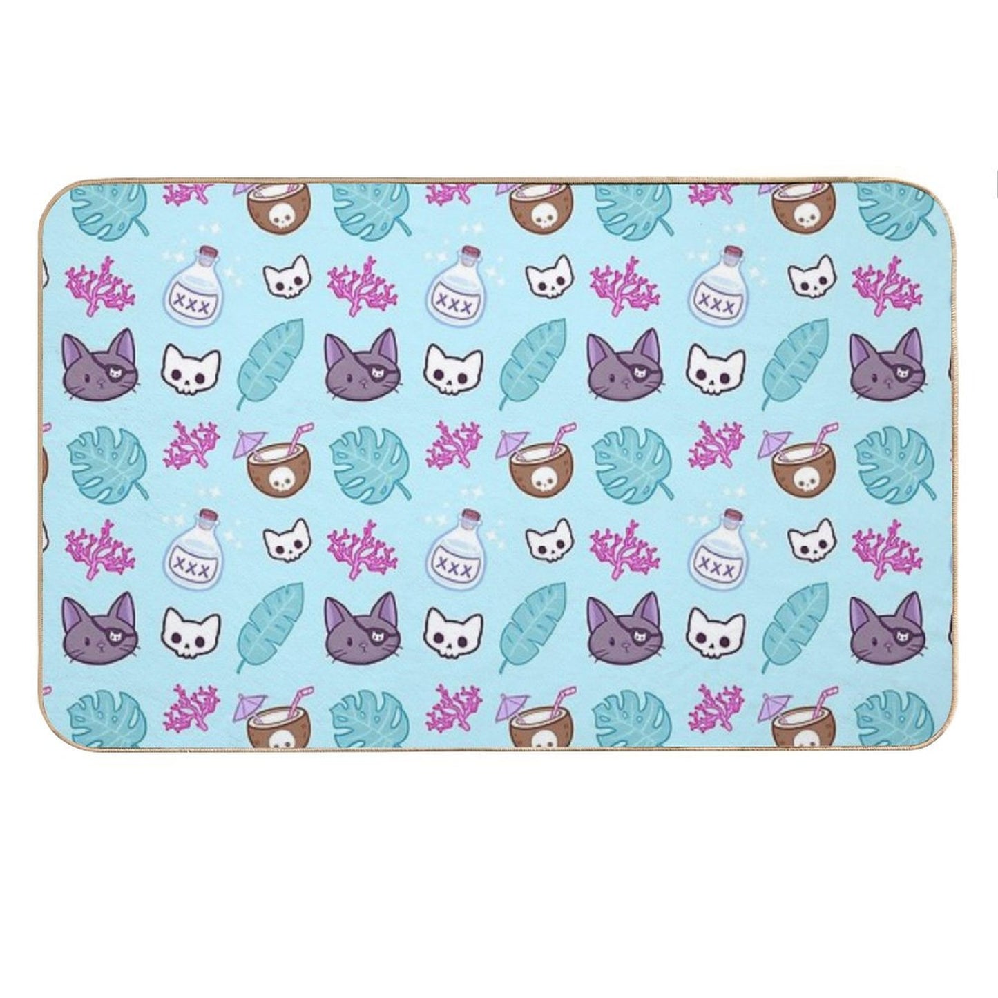 Pirate Cat  Turquoise  Nikury Bath Mat