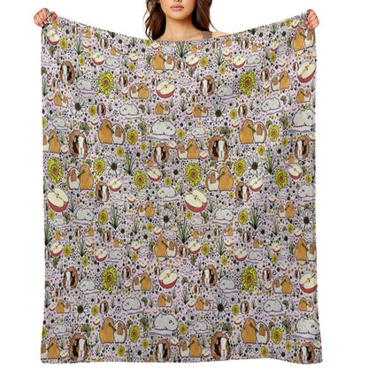 Guinea Pigs in Pink Throw Blanket