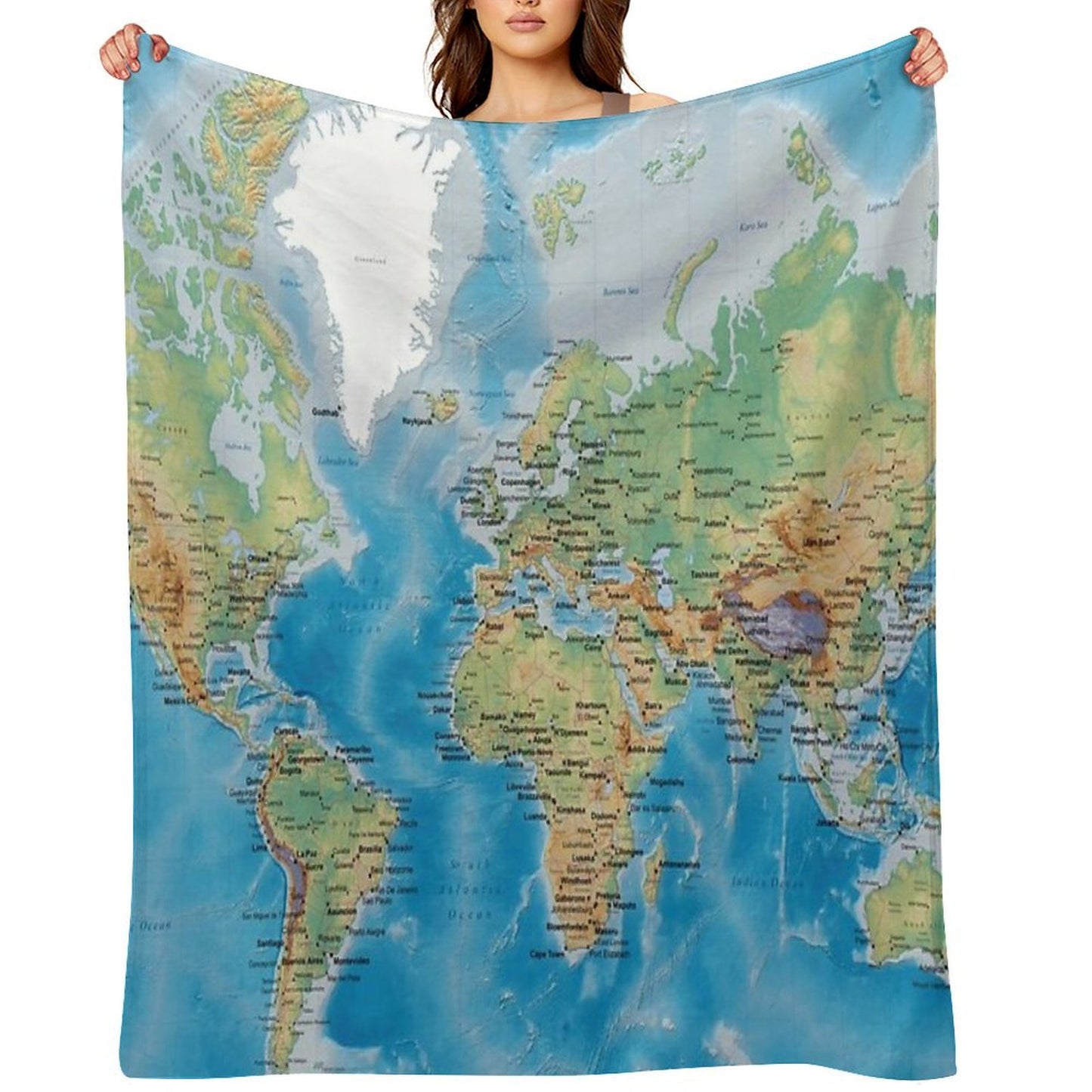 Huge Detailed World Map - Great for Homeschooling Throw Blanket