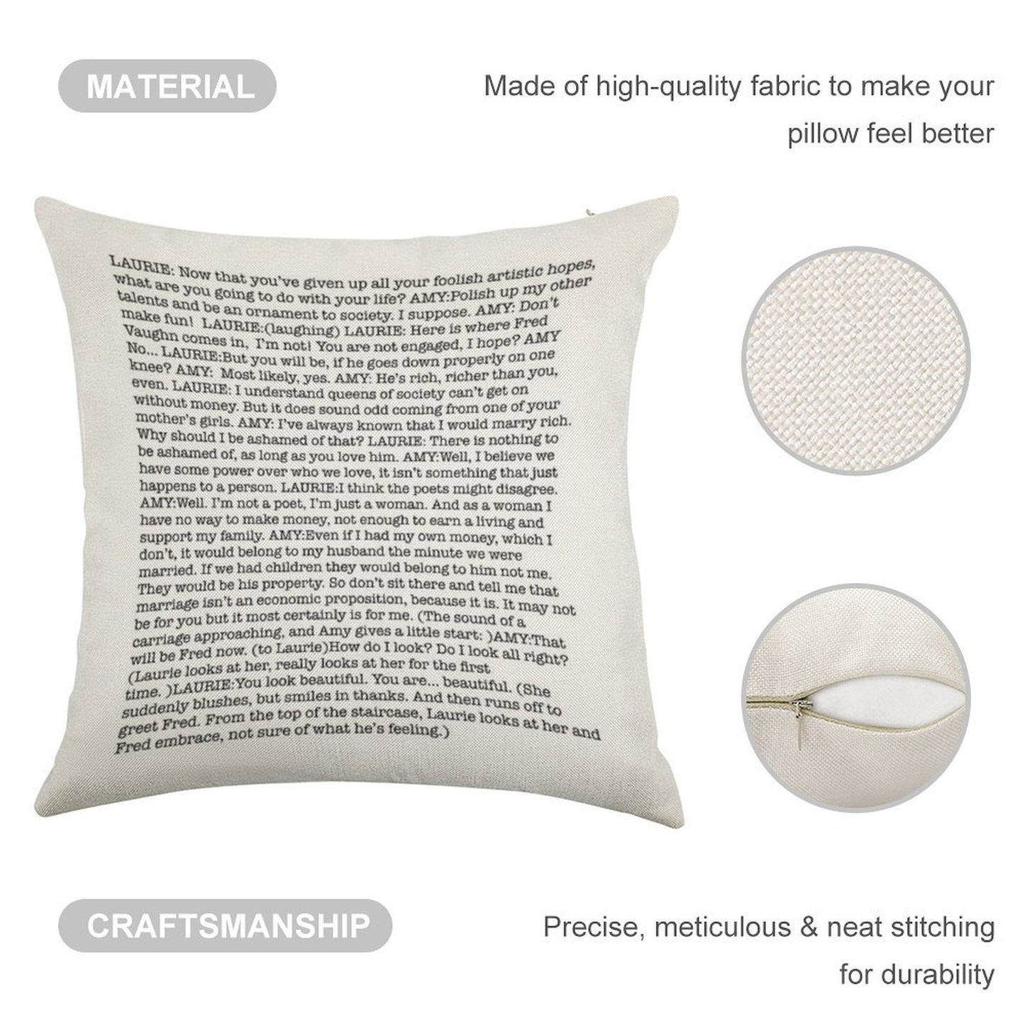 Amy March's Economic Proposition Speech Linen Throw Pillow Cover