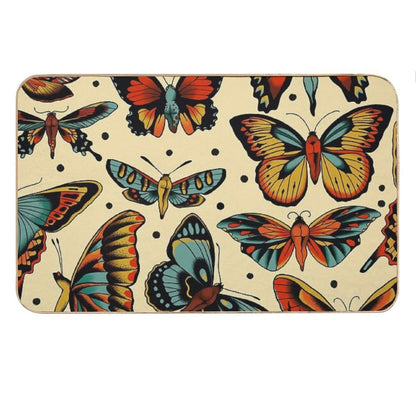Butterflies Traditional Tattoo Flash Bath Mat
