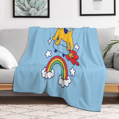 Dog Flying On A Skateboard Throw Blanket