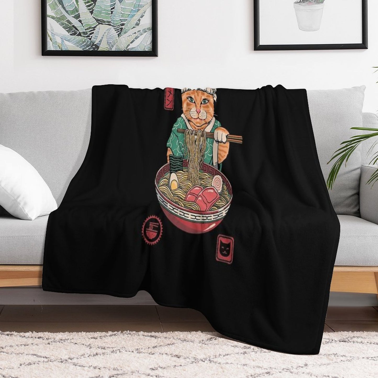 Neko Ramen Throw Blanket