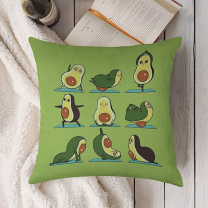 Avocado Yoga Linen Throw Pillow Cover