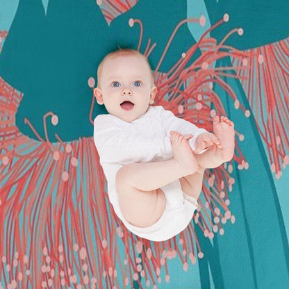 Gum Blossom Eucalyptus Pink Blue Throw Blanket
