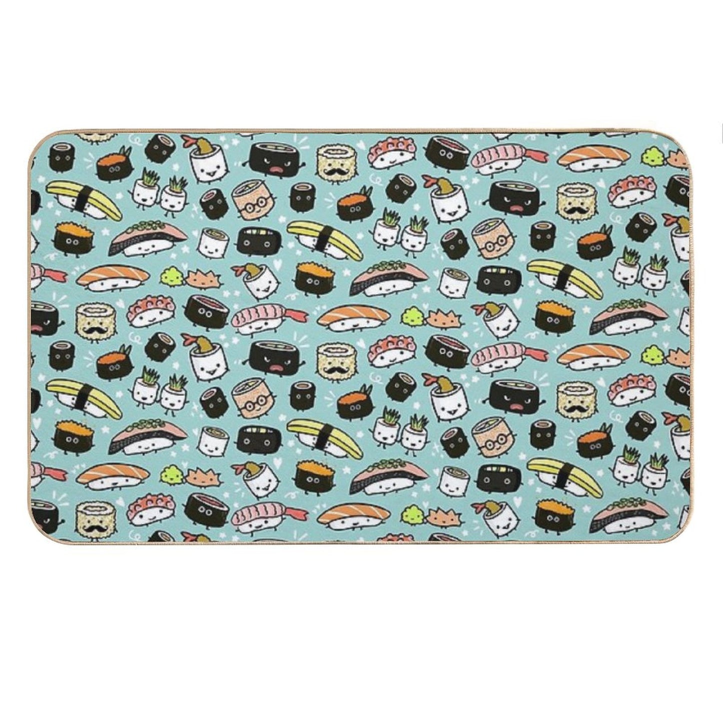 Cute Sushi Pattern  Kawaii Sushi Characters Bath Mat
