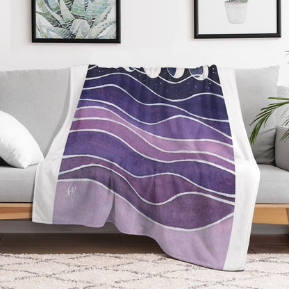 Purple Mountains And Moon Throw Blanket