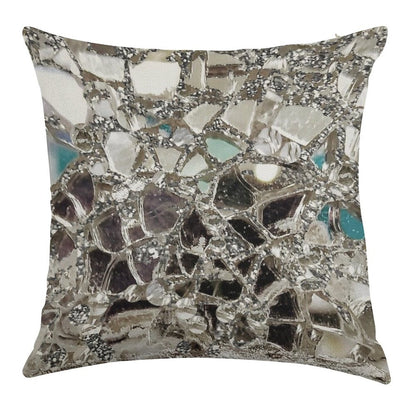 Photographic Image Sparkly Silver Glitter, Glass And Mirror Linen Throw Pillow Cover