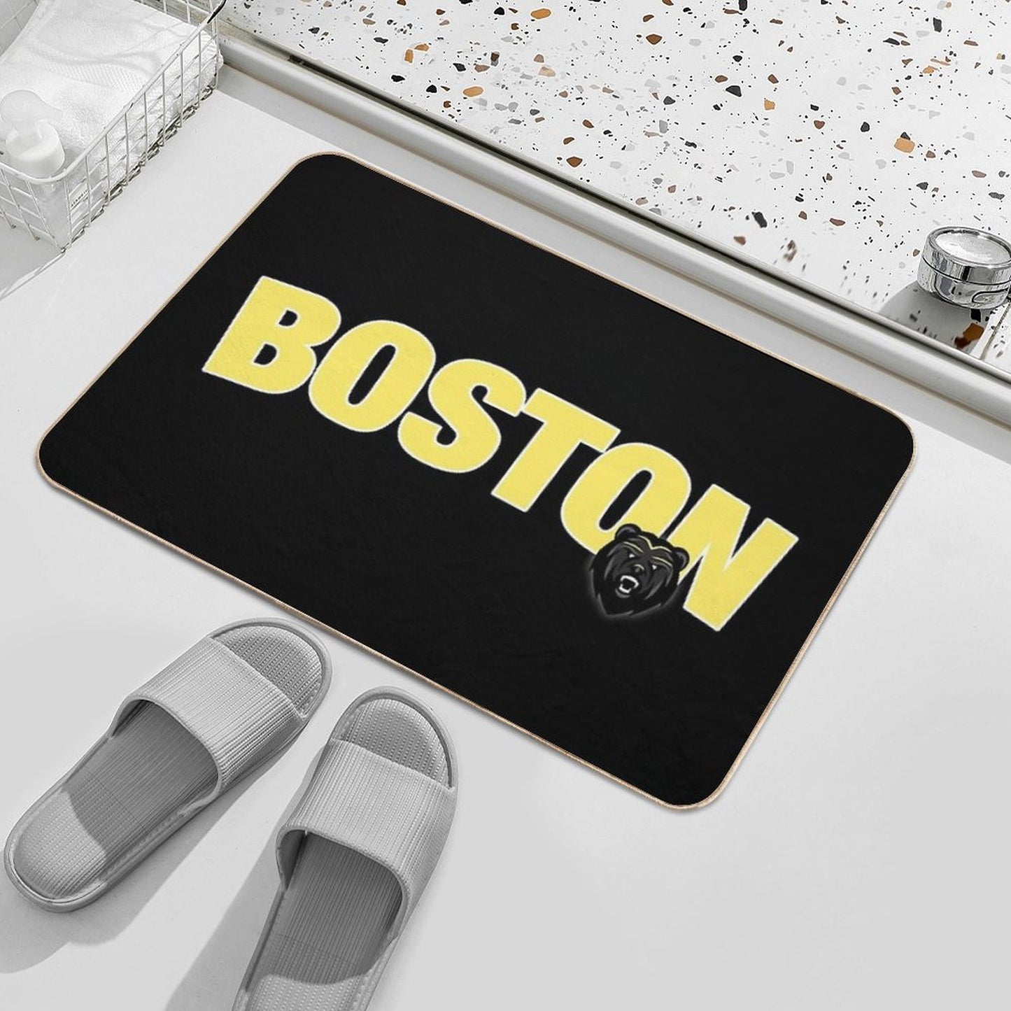Vintage Boston Hockey Bath Mat