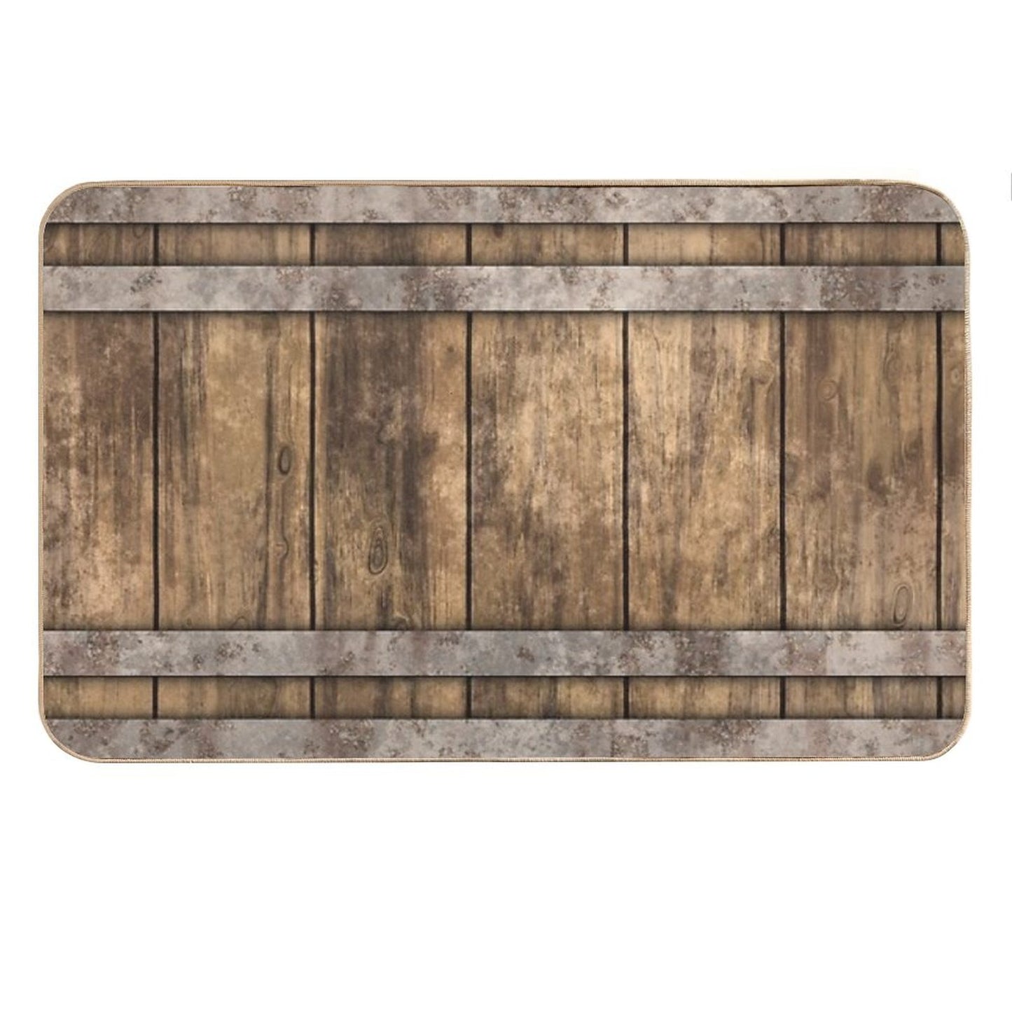 Rustic Wooden Barrel Barnhouse Planks Background Bath Mat
