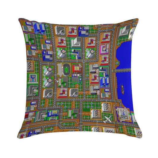 SimCity 1 No Logo Sim City Zoom - HD Soft Reinforced Edging Throw Pillow