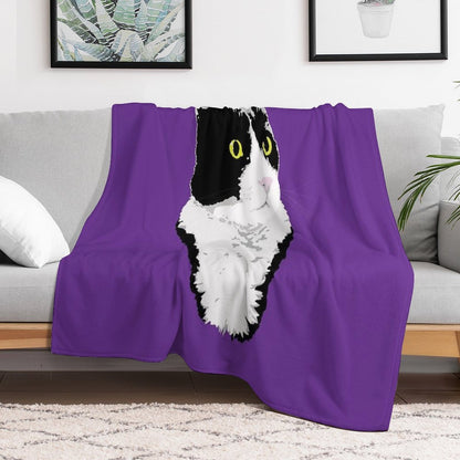 Regal Tuxedo Kitty Throw Blanket