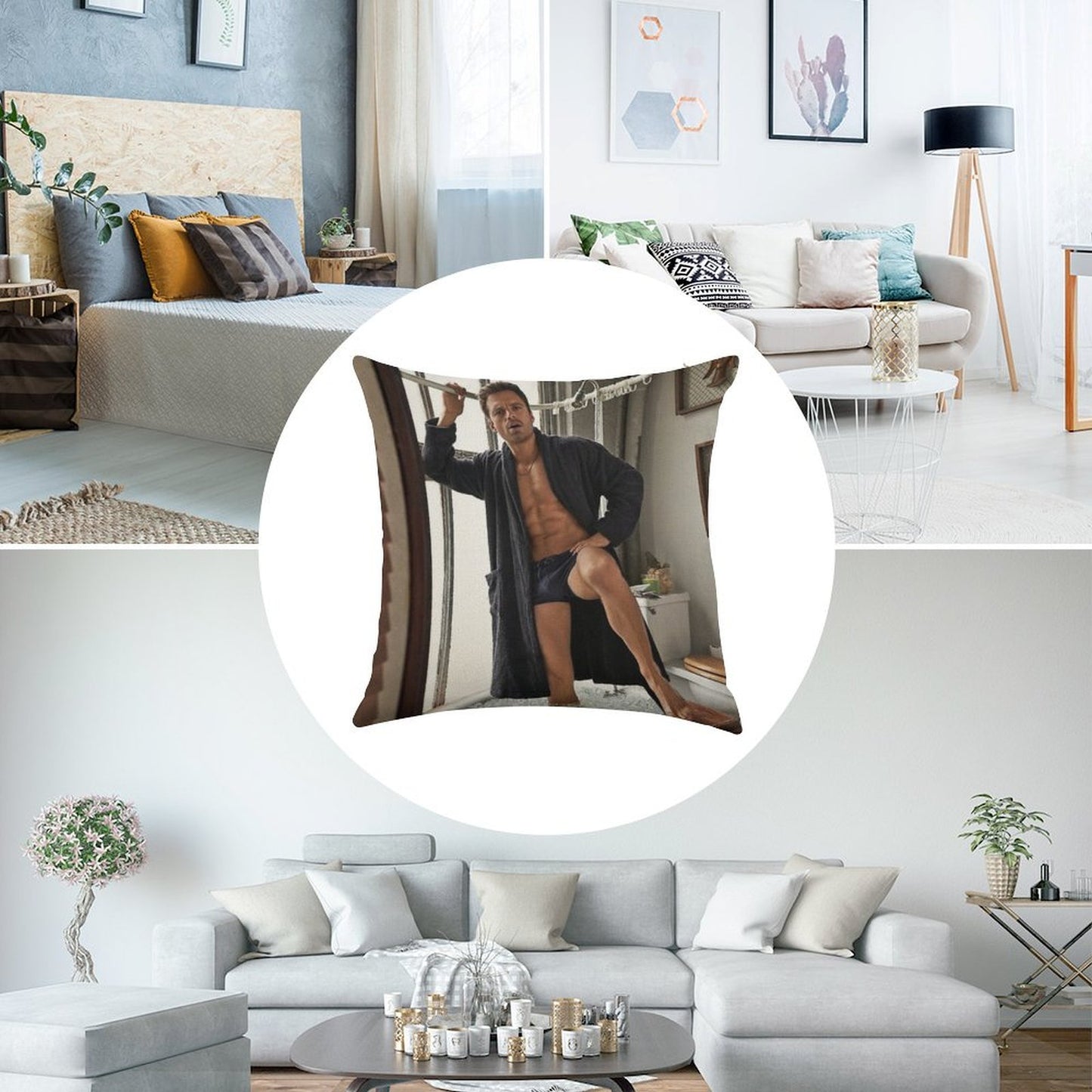 Sebastian Stan Linen Throw Pillow Cover