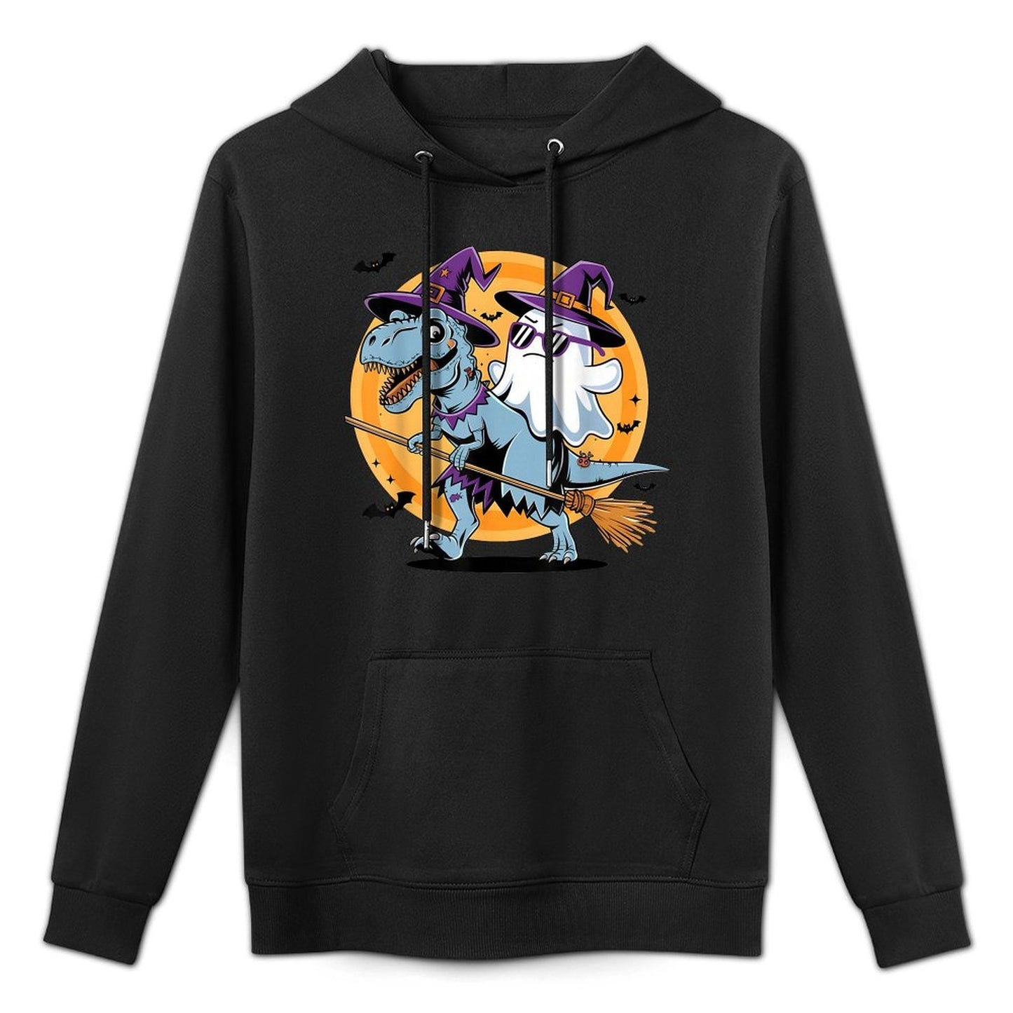 Cute Dinosaur T Rex And Ghost for Halloween Shape Retention Hoodie